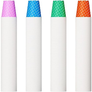 JOLLY PARTY 500 Pack 5oz Paper Cups Multicolor Paper Disposable Cups Small Mouthwash Cups Cold Beverage Drinking Cup for Party Travel and Event Dots