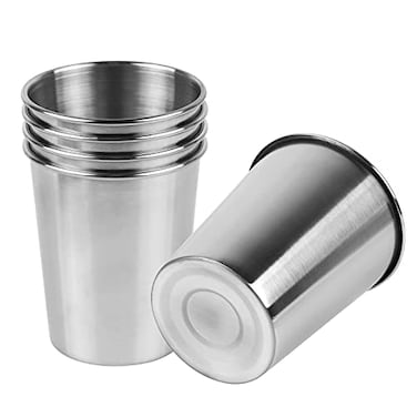 Teqooza 5 Pack 8 Ounce 230ml Stainless Steel Cups Shatterproof Pint Drinking Cups Metal Drinking Glasses for Kids and Adults Pack of 5