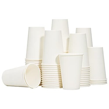 RACETOP Disposable Paper Coffee Cups 12 oz 100 Pack12 oz White Hot Coffee Paper Cups Thickened Paper Style