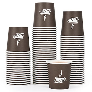 LITOPAK 500 Pack 4 oz Paper Cups Brown Disposable Hot Coffee Cups for Party Picnic Travel and Events