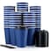 LITOPAK 80 Pack Insulated Ripple Wall 16 oz Disposable Paper Cups Three Layer Insulated Hot Paper Coffee Cups with Lid and Straws for Parties Picnics and Travel