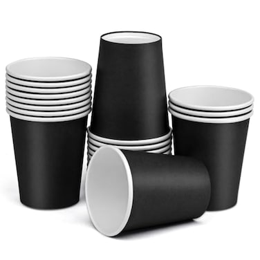 Prgery Paper Cups 8 oz 25 Pack Disposable Paper Coffee Cups Disposable Paper Cups for Hot or Cold Beverage Drinking for Halloween Party Picnic BBQ Travel and Event Black
