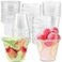 Qyyiguf 50 Pcs 9 Oz Reusable Plastic Dessert Cups with Flat LidsCold Party Drinking Cups for CoffeeFruitIce CreamIced Cold DrinksBBQThanksgivingHalloweenJuice PartyNo Hole