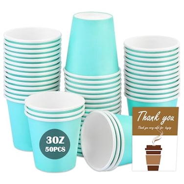 Wuadua 50 Pack 3 oz Blue Espresso Paper Cups Sturdy and LeakProof for Parties Events Office Home Use Disposable Mouthwash Cups Ideal for HotCold Drinks Smooth Rim Design EcoFriendly