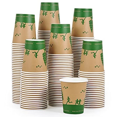 ECOLipak 300 Count Compostable Paper Cups 8 oz Biodegradable Disposable Paper Coffee Cups with PLA Lined Eco friendly Hot Drinking Cups for Party PicnicTraveland Events
