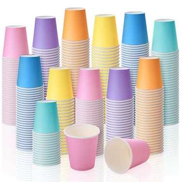 Sawysine 300 Count 3 oz Disposable Small Paper Cups Bathroom Mouthwash Espresso Snack Cups for Party Office Coffee Juice Water Pastel