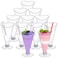 Foraineam 80 Pack 5 oz Clear Dessert Cups with Spoons Plastic Champagne Flutes Wine Cocktail Glasses Reusable Parfait Appetizer Mousse Cup for Valentines Day Home Gatherings Parties Weddings