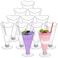 Foraineam 80 Pack 5 oz Clear Dessert Cups with Spoons Plastic Champagne Flutes Wine Cocktail Glasses Reusable Parfait Appetizer Mousse Cup for Valentines Day Home Gatherings Parties Weddings