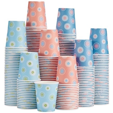 SIUQ 300 Pack Paper Cups 8 oz Disposable Coffee Cups Paper Coffee Cups 8 oz Colourful HotCold Beverage Drinking Cup for Water Juice or Tea Office Party Home Travel Daisy