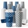 JOLLY CHEF 100 Pack 20 oz Disposable Coffee Cups Hot Paper Coffee Cups with Lids Sleeves and Stirrers for Home Office Cafe Blue Leaf and Grey Leaf