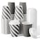JOLLY CHEF 100 Pack 12 oz Paper Coffee Cups Disposable Printed Hot Cups with Lids for Home Business Restaurant and Cafe Stripes and Grey