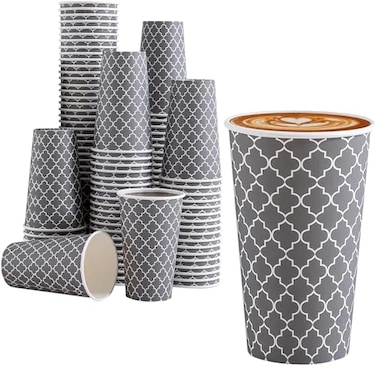 Lamosi Coffee Cups 16 oz 180 Pack Disposable Coffee Cups Disposable Cup16 oz Hot Cup Paper Insulated Cup for Cold Hot Drinks No Lids