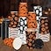 JarThenaAMCS 72 Set Halloween Disposable Coffee Cups with Lids 12oz Black Orange Pumpkin Ghost Bat Paper To Go Coffee Cups for Cappuccino Hot Chocolate Beverage Tea