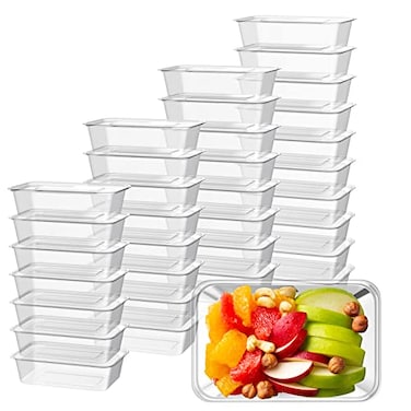 Bokon 60 Pcs Plastic Meal Prep Container with Lid Disposable Clear Lunch Containers Stackable Food Storage Container Box Spill Proof for Salad Snack Microwave Dishwasher Freezer Safe 25 oz