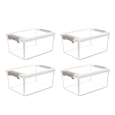ITYLIFE CITYLIFE Citylife 4 Packs Small Storage Bins with Lids 32 QT Plastic Storage Containers for Organizing Stackable Clear Storage Boxes