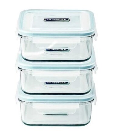 Glasslock FoodStorage Container with Locking Lids and Microwave Safe Square 30 Ounces