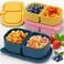 ICEROYCE 3 Pack Reusable Silicone Snack Containers with Lids 2 Compartment Leakproof Food Storage Containers BPAFree Portable Snack Boxes for Lunch School Adults