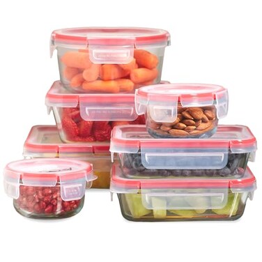 Pyrex Freshlock 7Pack Glass Food Storage Containers Set 1 2 4 Cups Airtight Leakproof Plastic Locking Lids BPAFree Meal Prep Containers Set Freezer Dishwasher Microwave Safe