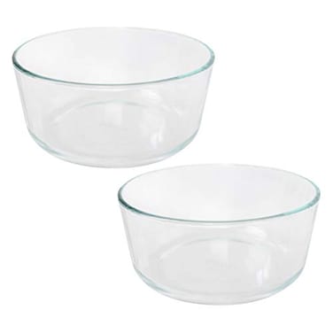 Pyrex Simply Store 7203 67Cup Round Clear Glass Food Storage Bowl 2 Pack Made in the USA