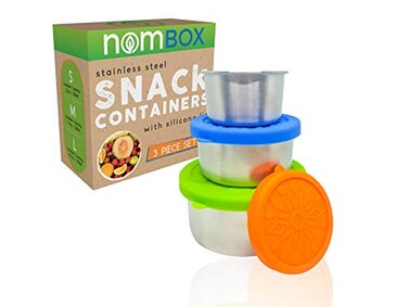 NomBox Stainless Steel Food Storage Containers Set of 3 Kitchen LunchSnack Containers With Leakproof Silicone Lids Reusable Washable For Portion Control Food Prep Storing