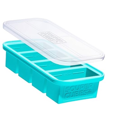 Souper Cubes 1 Cup Silicone Freezer Mold with Lid Aqua 1Pack