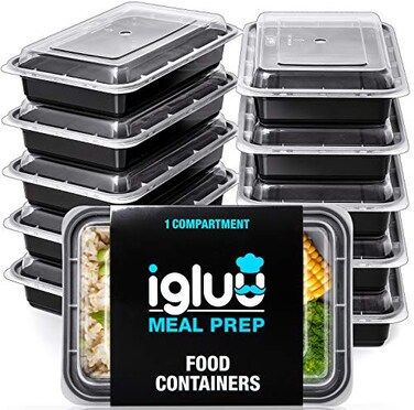 Igluu Meal Prep Containers Reusable 10 Pack Food Containers with Lids Stackable Microwave Freezer Dishwasher Safe 28oz 1 Compartment BPAFree