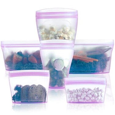 Xomoo Reusable food container silicone bag Upgrade second generation 6 Pcs Containers Storage 100 Silicone Reusable Food Bag Stand Up Preservation Bag Rounded interior for easy cleaning