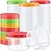 Sieral 36 Pack 8 oz Freezer Containers with Lids Reusable Deli Freezer Storage Containers Stackable Plastic Thick Twist Top Jars for Takeout Food Round Wide Mouth Lunch Snack RedGreenYellow