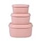BLUE GINKGO Nesting Silicone Containers Set of 3 HardShell Silicone Food Storage Containers BPA Free Airtight Dishwasher and Freezer Safe 67oz 10oz 20oz Pink