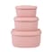BLUE GINKGO Nesting Silicone Containers Set of 3 HardShell Silicone Food Storage Containers BPA Free Airtight Dishwasher and Freezer Safe 67oz 10oz 20oz Pink