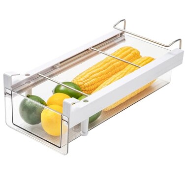 vacane Refrigerator Organizer Bins Clear Plastic Fridge Drawer With Handle Pull Out Fridge Drawer Organizer Under Shelf Drawer For Cheese Deli Meat Drinks Fruit Vegetable Heavy DutyM