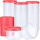 Sieral 36 Pack 8 oz Freezer Containers with Lids Reusable Deli Freezer Storage Containers Stackable Plastic Thick Twist Top Jars for Takeout Food Round Wide Mouth Lunch Snack Red