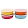 WeeSprout Bamboo Kids Bowls with Lids Set of Four 15 oz KidSized Bamboo Bowls Bamboo Kid Bowls with Lids for Leftovers Dishwasher Safe Blue Yellow Orange Red