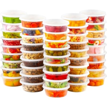 AOZITA 36 Sets 8 oz Plastic Deli Containers with Lids Airtight Food Storage Containers FreezerDishwasherMicrowave Safe Soup Containers For Takeout Meal Prep Storage