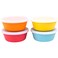 WeeSprout Bamboo Kids Bowls with Lids Set of Four 10 oz KidSized Dinnerware Cereal Leftovers Snack Bowl Dishwasher Safe Blue Yellow Orange Red
