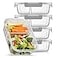 JoyJolt Divided Food Storage Containers with Lids Airtight 5 Pack Glass Meal Prep Containers 2 Compartment Set Glass Bento Box Reusable Food Containers Portion Control Containers for Weight Loss