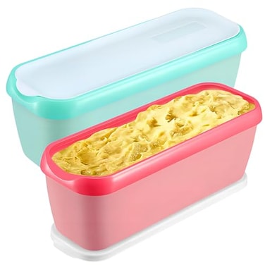Boxdljh Ice Cream Containers Set of 2 15 Quart Ice Cream Tub Reusable Homemade Ice Cream Tubs with Stackable Freezer Storage Container for Yogurt Sorbet Gelato