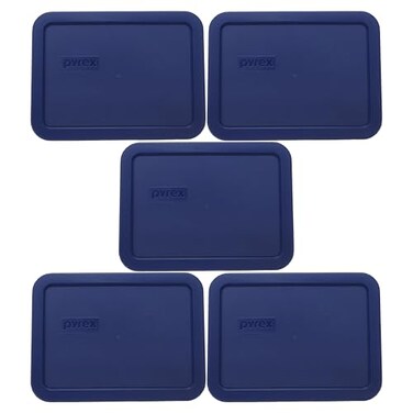 Pyrex 7210PC 3Cup Blue Food Storage Replacement Lid 5Pack Made in USA