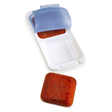 PREPWORKS PrepWorks PKS725 Dishwasher Safe 1 Cup 4 Serving Leftover Soup Food Storage Freezer Pod Tray with Silicone Lid Blue White