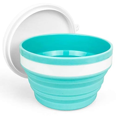 CARTINTS 950ml Collapsible BowlsSilicone Food Storage ContainersPrepStorage Bowls with LidsSilicone Lunch Containers Ideal for Travel and Camping Blue
