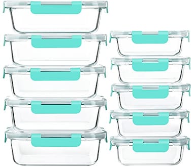 M MCIRCO 10PackGlass Meal Prep Containers with Lids MCIRCO Glass Food Storage Containers with Snap Locking Lids Airtight Lunch Containers Microwave Oven Freezer and Dishwasher Green