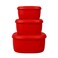 BLUE GINKGO Nesting Silicone Containers Set of 3 HardShell Silicone Food Storage Containers BPA Free Airtight Dishwasher and Freezer Safe 67oz 10oz 20oz Red