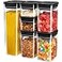 MR.SIGA MRSIGA 6 Piece Airtight Food Storage Container Set BPA Free Kitchen Pantry Organization Canisters Onehanded Kitchen Storage Containers for Cereal Spaghetti Pasta Black