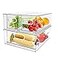 Greenby 3 Pack Refrigerator Organizer Bins with Pullout Drawer Stackable Clear Fridge Drawer Organizer Fruit Vegetable Storage Containers for Kitchen Pantry Organization 1 Large2 Small