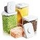 Tourdeus Airtight Food Storage Containers 5 PCS Clear Pantry Organizers BPAFree Stackable Canisters with Measurement Marks PopTop Lids for Cereal Flour Sugar Rice Pasta Dry Food