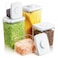 Tourdeus Airtight Food Storage Containers 5 PCS Clear Pantry Organizers BPAFree Stackable Canisters with Measurement Marks PopTop Lids for Cereal Flour Sugar Rice Pasta Dry Food