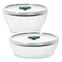 Anyday 4Pc Microwave Cookware Glass Food Storage Set with Glass Lids Medium PlasticFree Containers Stackable Steamer with Vented Lid for MicrowaveSafe Reheating Steaming Vegetables Rice