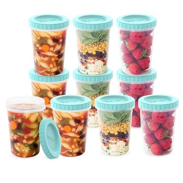Bentgo Prep 20 Piece 32 fl oz LeakProof Deli Containers with Lids Food Storage for Meal Prep TwistTop Reusable PFAS BPAFree Stackable Microwave Freezer Dishwasher Safe Aqua Splash