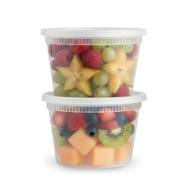 BluShine 36 Sets 16 oz Plastic Deli Food Storage Containers with Airtight Leak Proof Lids Reusable Microwave Fridge and Freezer Safe