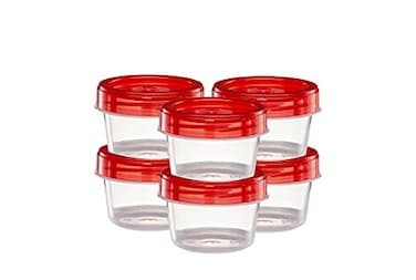 ELEGANT DISPOSABLES 4 Ounce 20 Pack Twist cap Containers Clear Bottom With Red Top Screw on Lids Twist Top Food Storage Freezer Containers